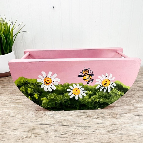 Other - Vintage Wooden Shelf with Painted Bee‎ & Daisies: Play Haus Whimsical Decor